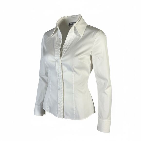 Carlisle White Pleated-Trim Button-Front Blouse – Size 10 – NWT - Picture 3 of 12